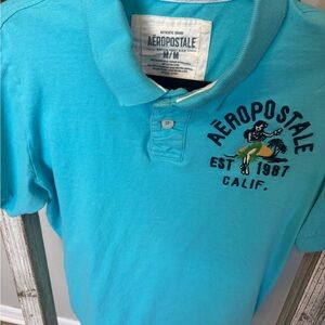 Aeropostale Turquoise Short Sleeve Polo with Embroidered Logo Size Medium